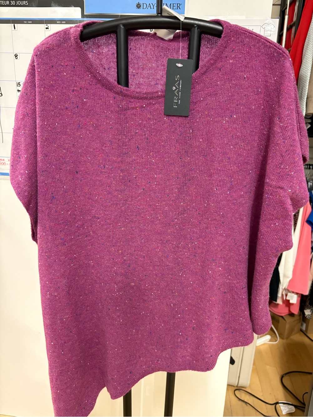 Fraas Sparkle Knit Short-Sleeve Sweater in Thai Orchid